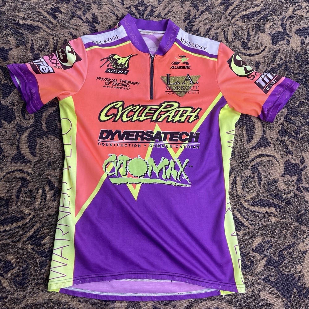 Vtg 90s Aussie Melrose Cycling Jersey Purple Mens Size M